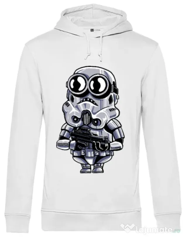 Hoodie barbat cu gluga Minion trooper Alb