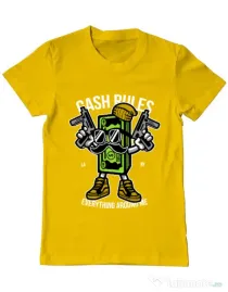 Tricou ADLER barbat Cash rules Galben