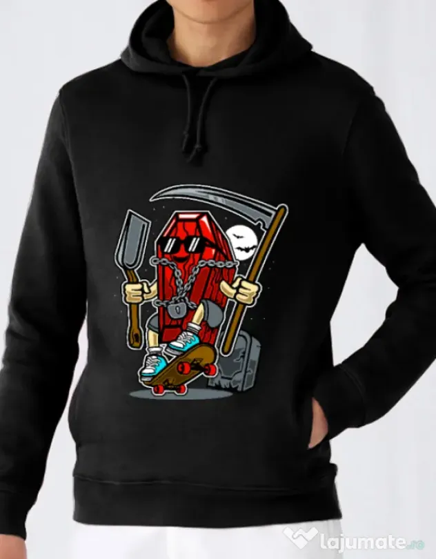 Hoodie barbat cu gluga Coffin Skater Negru