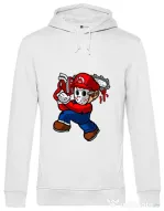 Hoodie barbat cu gluga Mario Massacre Alb