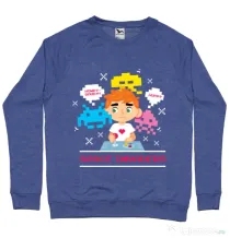 Bluza ADLER barbat Space Invader Albastru melanj