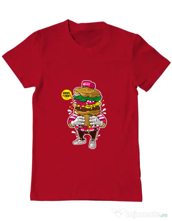 Tricou ADLER barbat I Love Burger Rosu