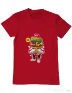 Tricou ADLER barbat I Love Burger Rosu