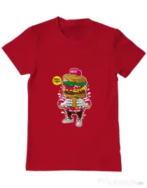 Tricou ADLER barbat I Love Burger Rosu
