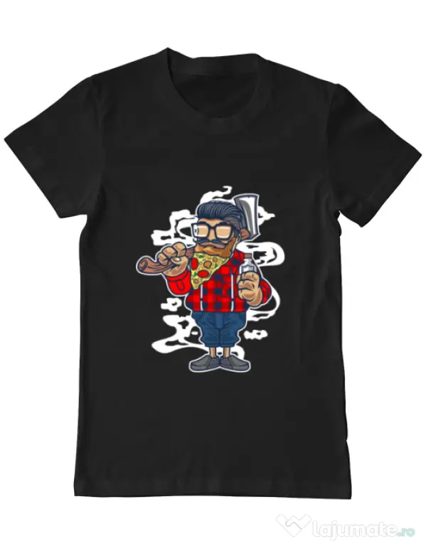 Tricou ADLER barbat Pizza Beard Negru