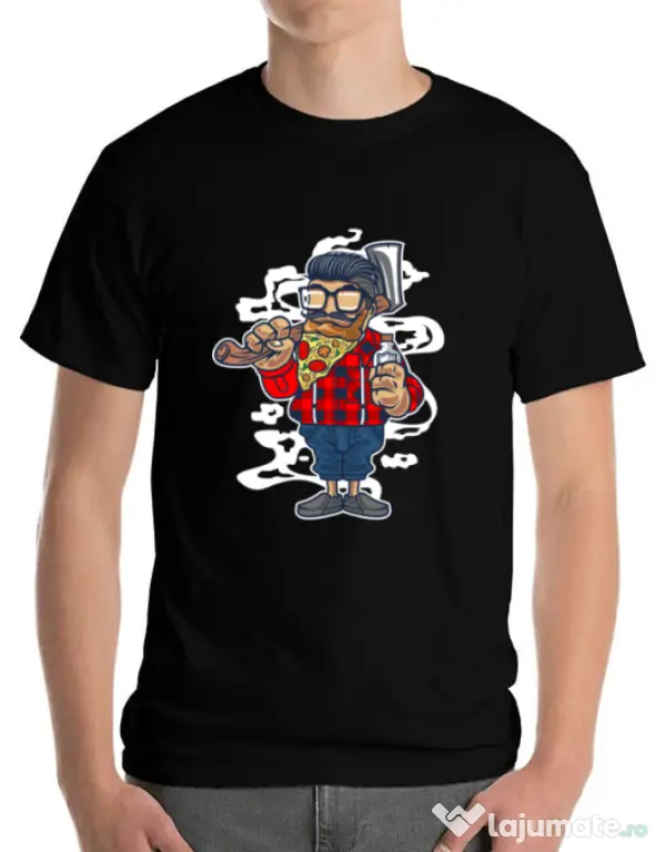 Tricou ADLER barbat Pizza Beard Negru