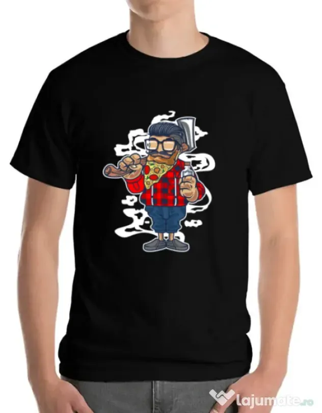 Tricou ADLER barbat Pizza Beard Negru