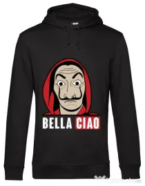 Hoodie barbat cu gluga Bella ciao Negru