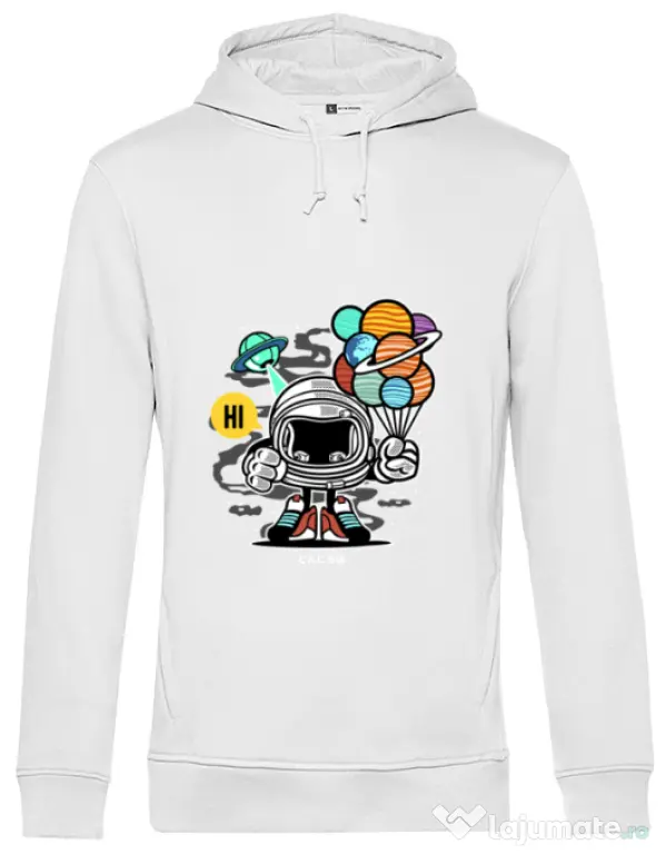 Hoodie barbat cu gluga Gift From Outer Space Alb