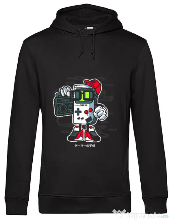 Hoodie barbat cu gluga Game Kid Negru