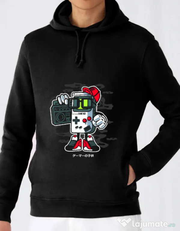 Hoodie barbat cu gluga Game Kid Negru