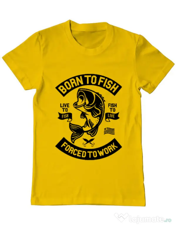 Tricou ADLER barbat Born To Fish Galben