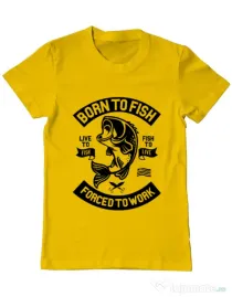 Tricou ADLER barbat Born To Fish Galben