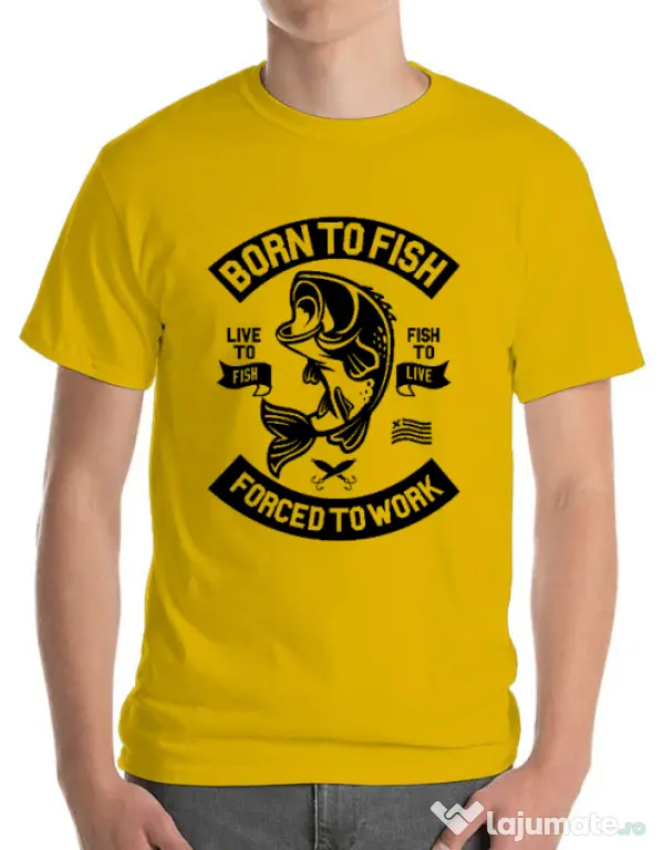 Tricou ADLER barbat Born To Fish Galben