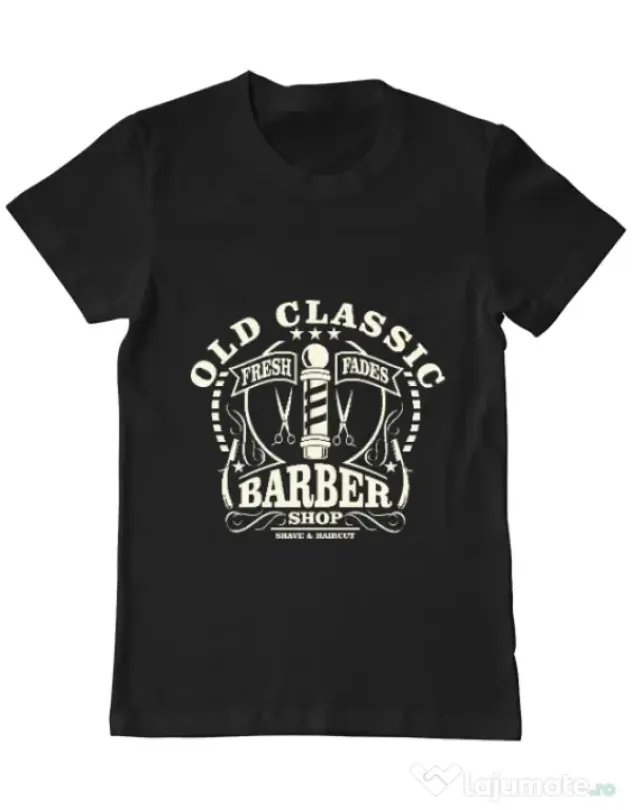Tricou ADLER barbat Old Classic Barber Negru