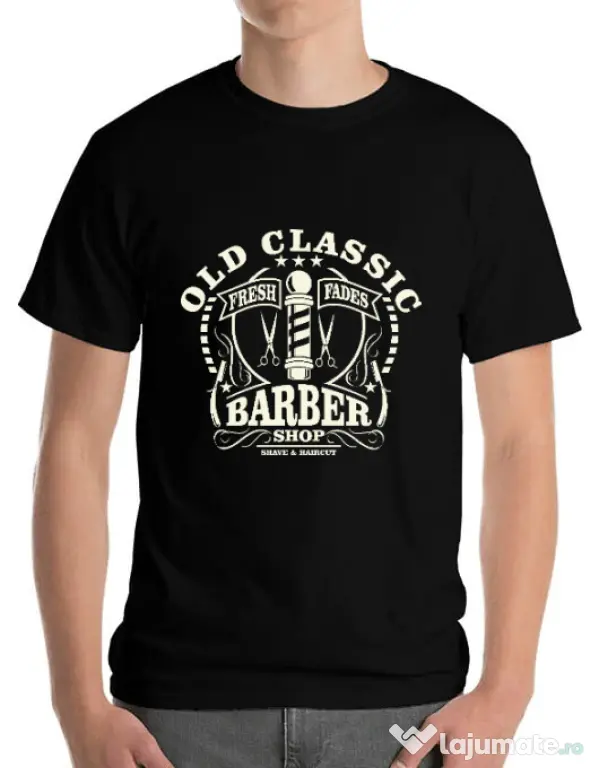 Tricou ADLER barbat Old Classic Barber Negru