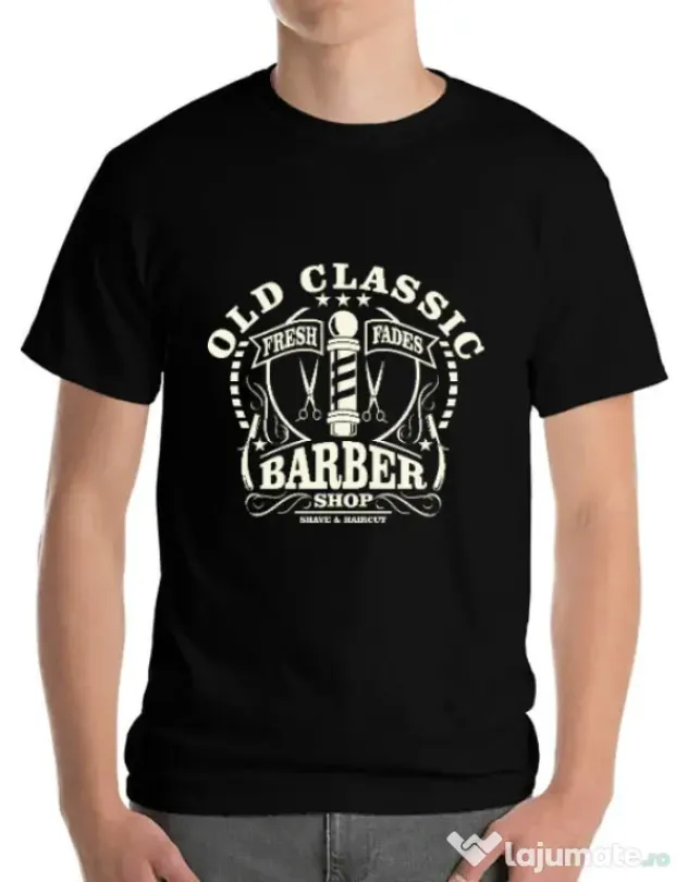 Tricou ADLER barbat Old Classic Barber Negru
