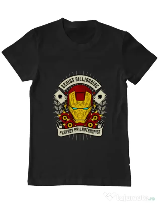Tricou ADLER barbat Genius Billionaire Negru