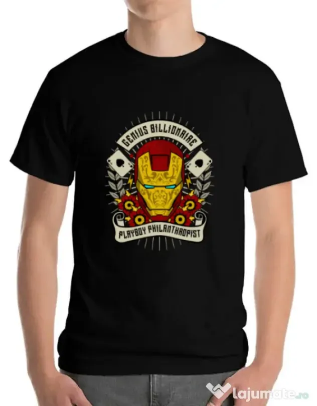 Tricou ADLER barbat Genius Billionaire Negru