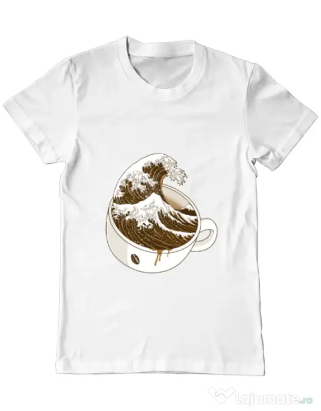 Tricou ADLER barbat The Great Wave off Coffee Alb