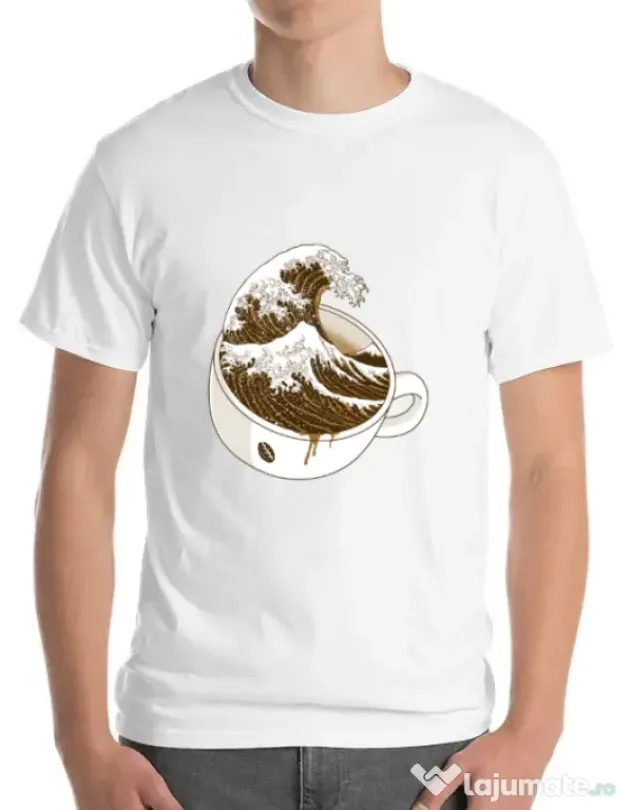 Tricou ADLER barbat The Great Wave off Coffee Alb