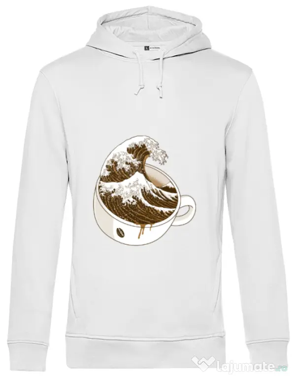 Hoodie barbat cu gluga The Great Wave off Coffee Alb