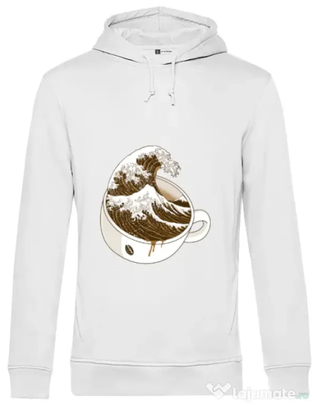 Hoodie barbat cu gluga The Great Wave off Coffee Alb