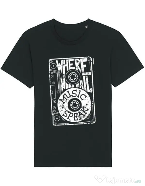 Tricou STANLEY STELLA barbat Where words fail, music speaks Negru