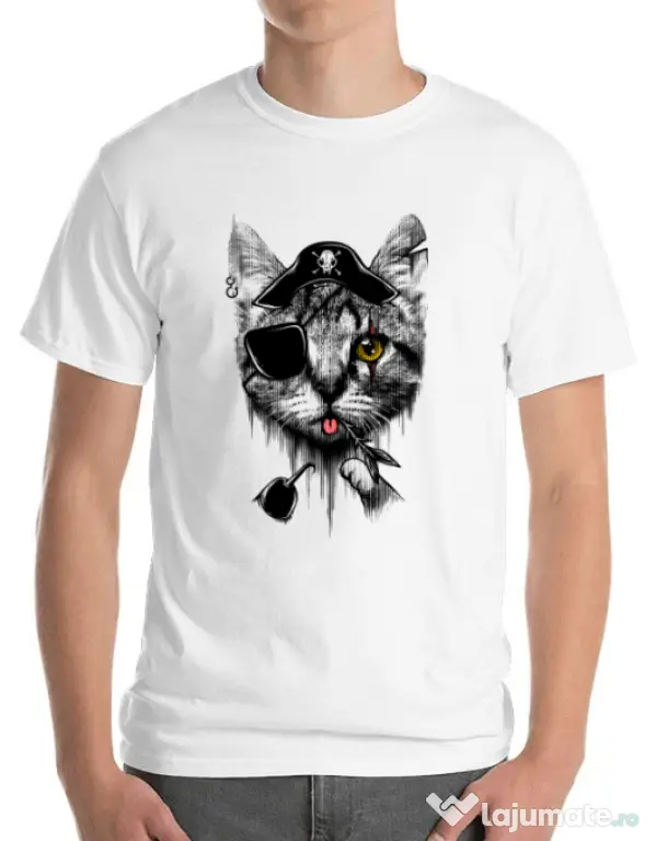 Tricou ADLER barbat Piratecat Alb