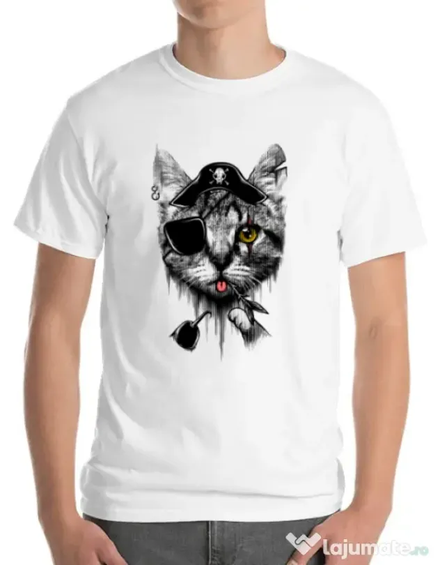 Tricou ADLER barbat Piratecat Alb