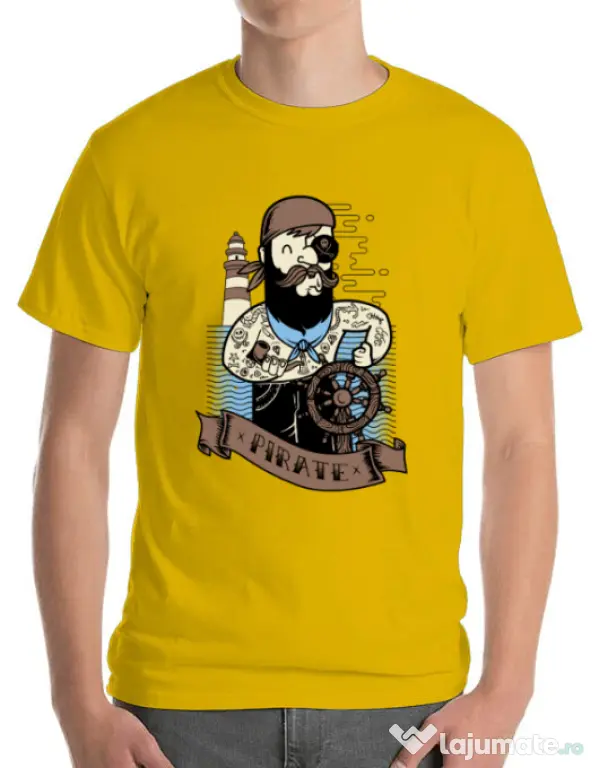 Tricou ADLER barbat Adventure of the Sea Galben