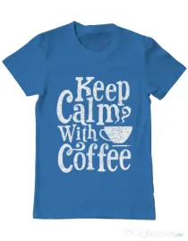 Tricou ADLER barbat Keep Calm With Coffee Albastru azuriu
