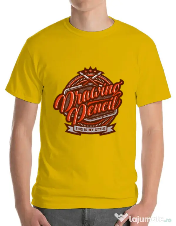 Tricou ADLER barbat Drawing Pencil Galben