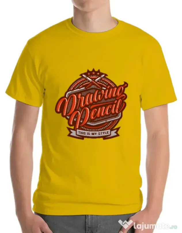 Tricou ADLER barbat Drawing Pencil Galben