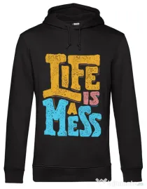 Hoodie barbat cu gluga Life Is A Mess Negru