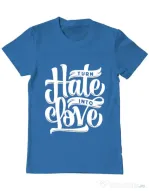 Tricou ADLER barbat Turn Hate Into Love Albastru azuriu