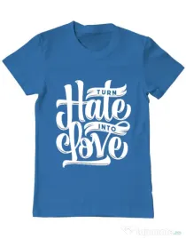 Tricou ADLER barbat Turn Hate Into Love Albastru azuriu