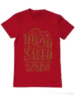 Tricou ADLER barbat Young Saved And Free Rosu