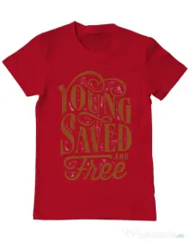 Tricou ADLER barbat Young Saved And Free Rosu