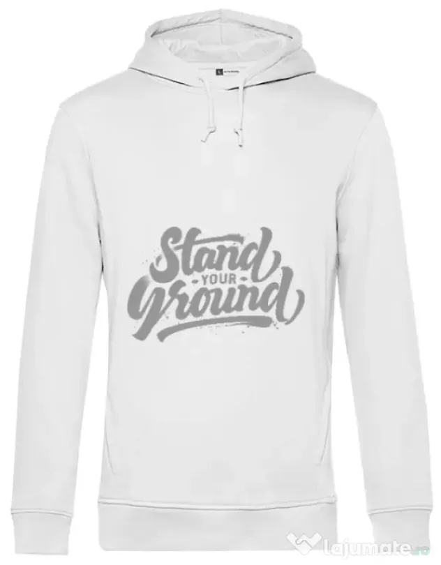 Hoodie barbat cu gluga Stand Your Ground Alb