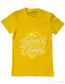 Tricou ADLER barbat Learning Before Earning Galben