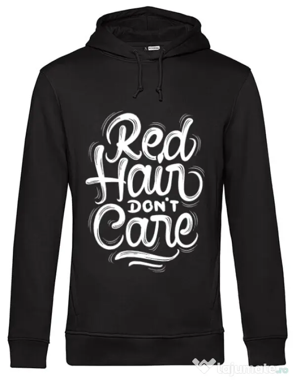Hoodie barbat cu gluga Red Hair Dont Care Negru