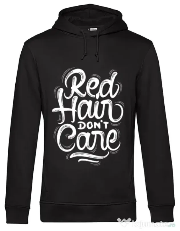 Hoodie barbat cu gluga Red Hair Dont Care Negru