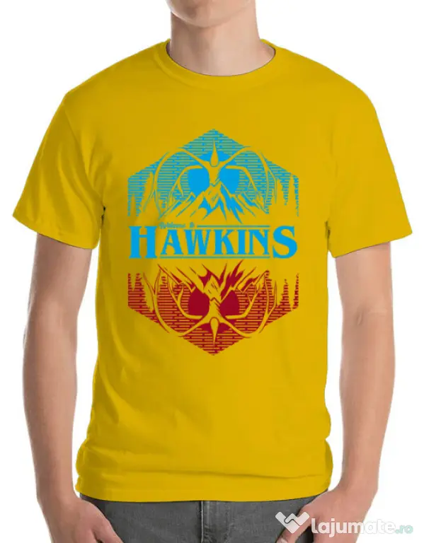 Tricou ADLER barbat Welcome to Hawkins Galben