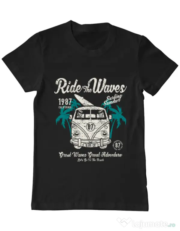 Tricou ADLER barbat Ride The Waves Negru