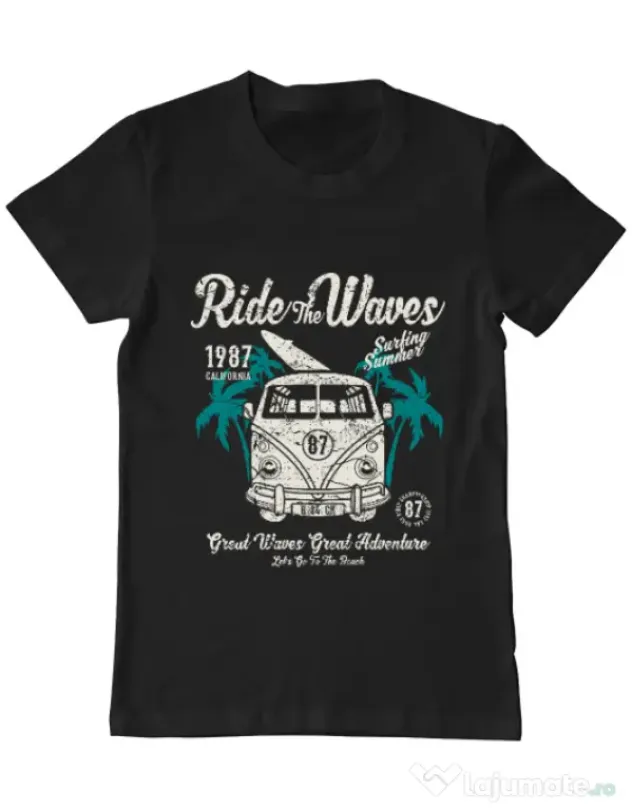 Tricou ADLER barbat Ride The Waves Negru