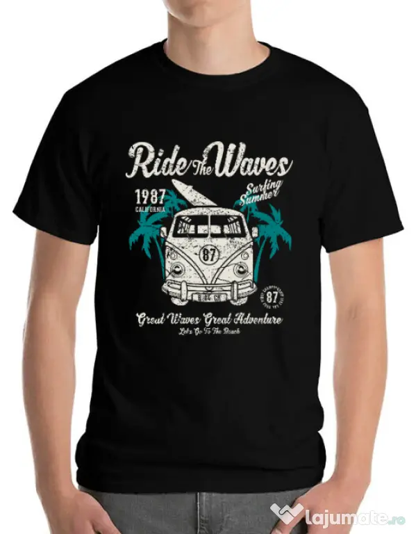 Tricou ADLER barbat Ride The Waves Negru
