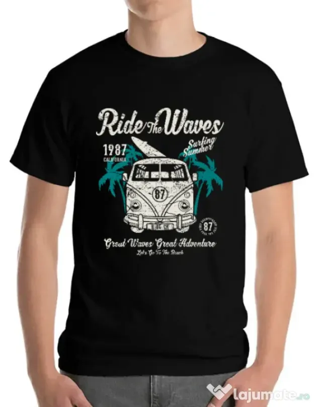 Tricou ADLER barbat Ride The Waves Negru
