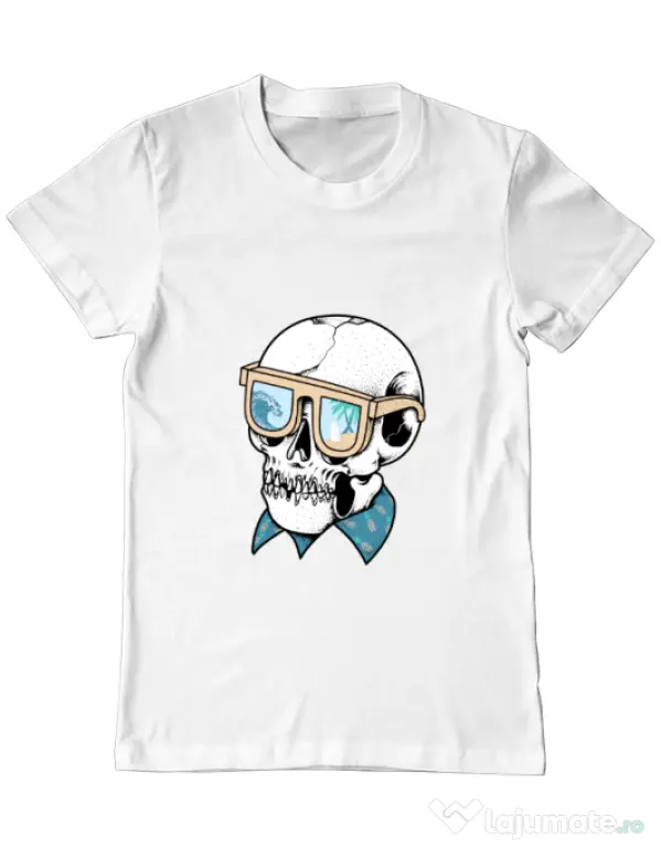Tricou ADLER barbat Skull Holiday Alb
