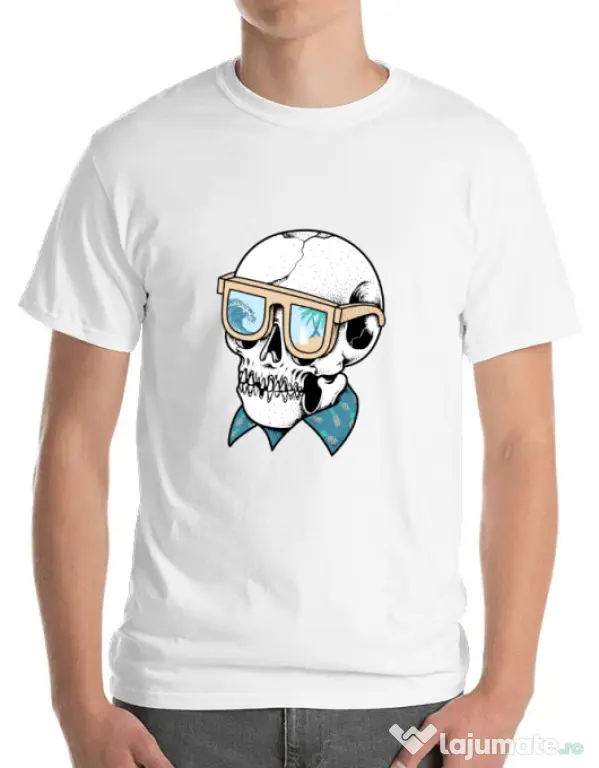 Tricou ADLER barbat Skull Holiday Alb